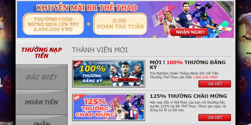 Khuyến mãi 12BET nạp tiền lần đầu tiên cho tân binh